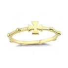 14K Solid Gold Cross Rosary Ring Christian Gift for Women & Men