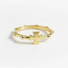 14K Solid Gold Cross Rosary Ring Christian Gift for Women & Men