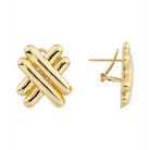 14K Solid Gold Crossover Omega Back Post Earrings - Earrings
