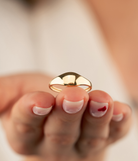 14K Solid Gold Curve Dome Gold Ring - Rings