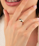 14K Solid Gold Curve Dome Gold Ring - Rings