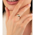 14K Solid Gold Curve Dome Gold Ring - Rings