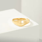 14K Solid Gold Curve Dome Gold Ring - Rings