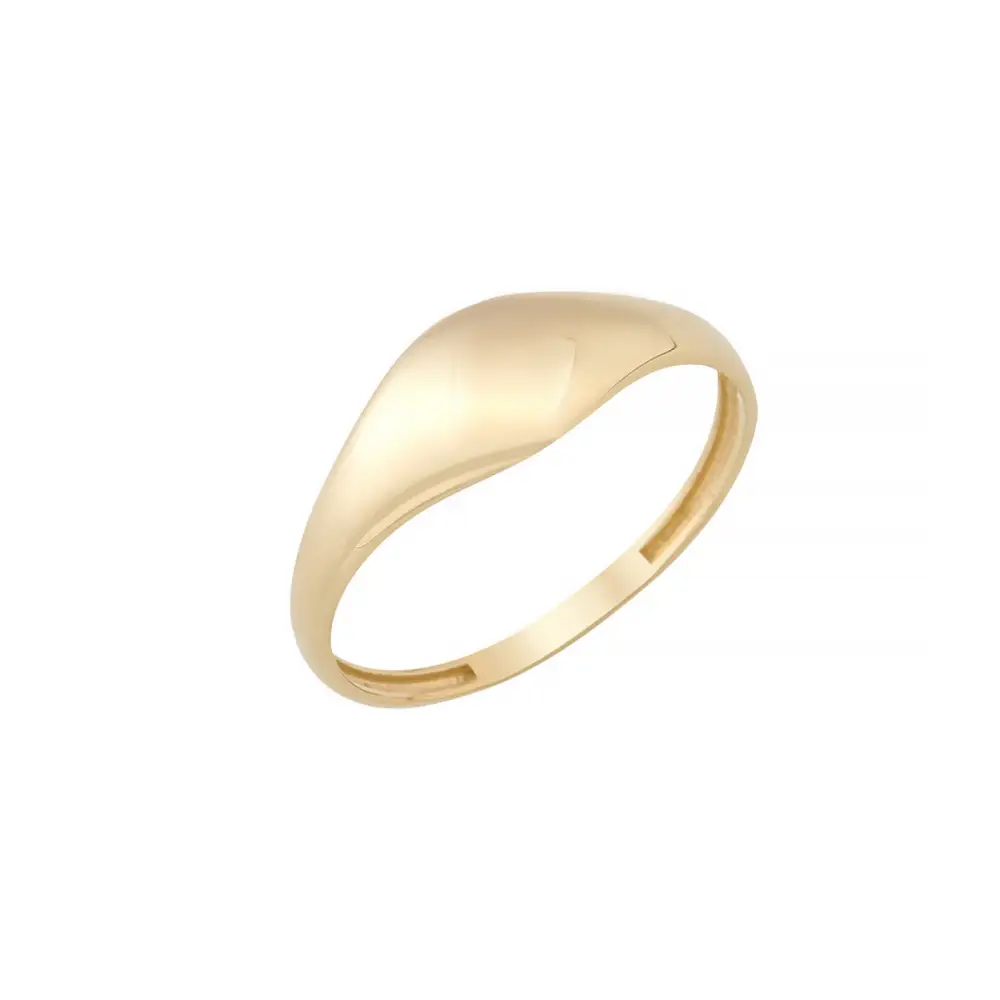 14K Solid Gold Curve Dome Gold Ring - Rings