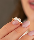 14K Solid Gold CZ Baguette Ring - Rings