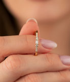 14K Solid Gold CZ Initial Baguette Ring - Rings