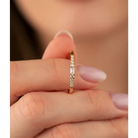 14K Solid Gold CZ Initial Baguette Ring - Rings