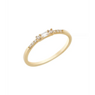14K Solid Gold CZ Initial Baguette Ring - Rings
