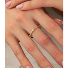 14K Solid Gold CZ Initial Baguette Ring - Rings