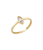 14K Solid Gold CZ Marquise Cut Solitaire Ring - Rings