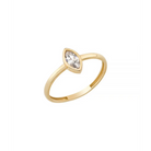 14K Solid Gold CZ Marquise Cut Solitaire Ring - Rings