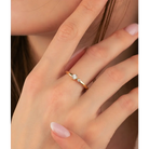 14K Solid Gold CZ Single Stone Braided Ring - Rings