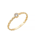 14K Solid Gold CZ Single Stone Braided Ring - Rings