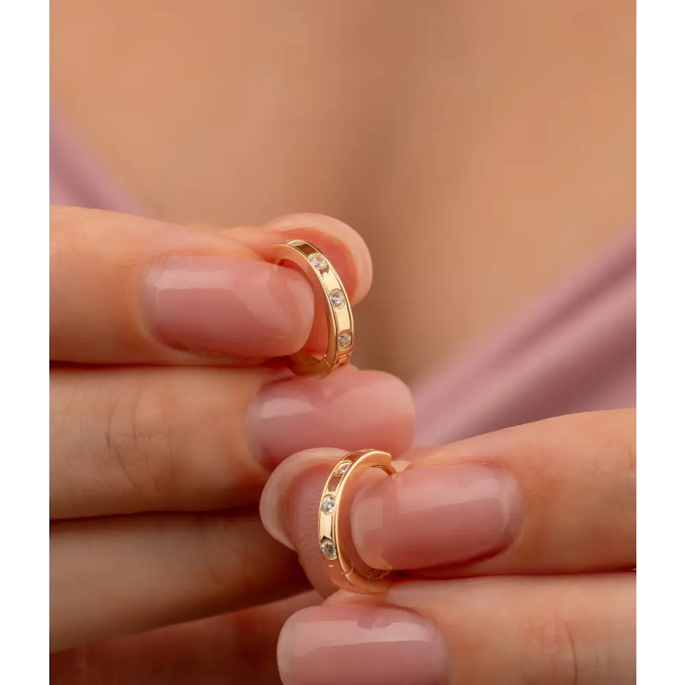 14K Solid Gold Dainty Earrings - Earrings