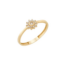 14K Solid Gold Dainty Flower CZ Ring - Rings