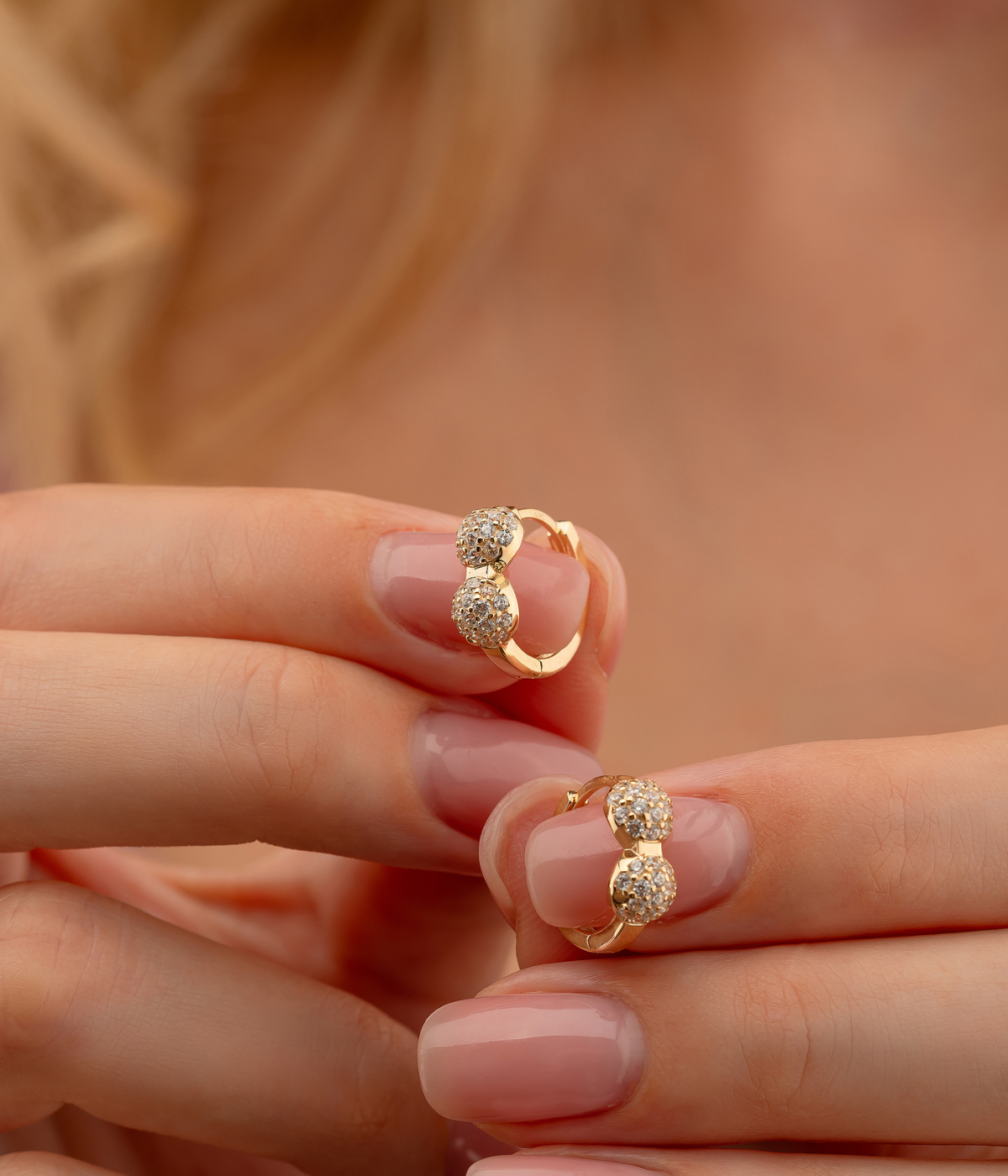 14K Solid Gold Dainty Gemstone Hoop Earring - Earrings