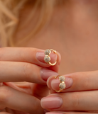 14K Solid Gold Dainty Gemstone Hoop Earring - Earrings