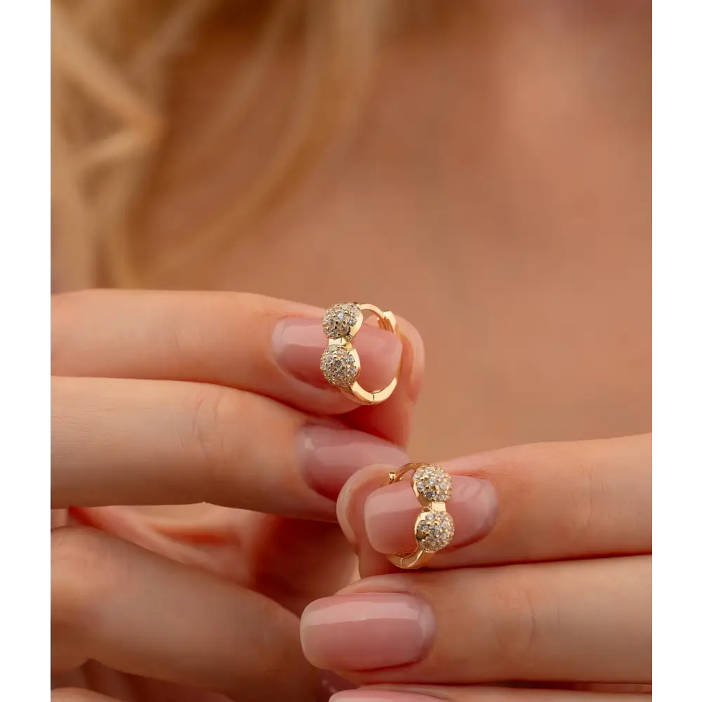 14K Solid Gold Dainty Gemstone Hoop Earring - Earrings