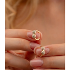 14K Solid Gold Dainty Gemstone Hoop Earring - Earrings