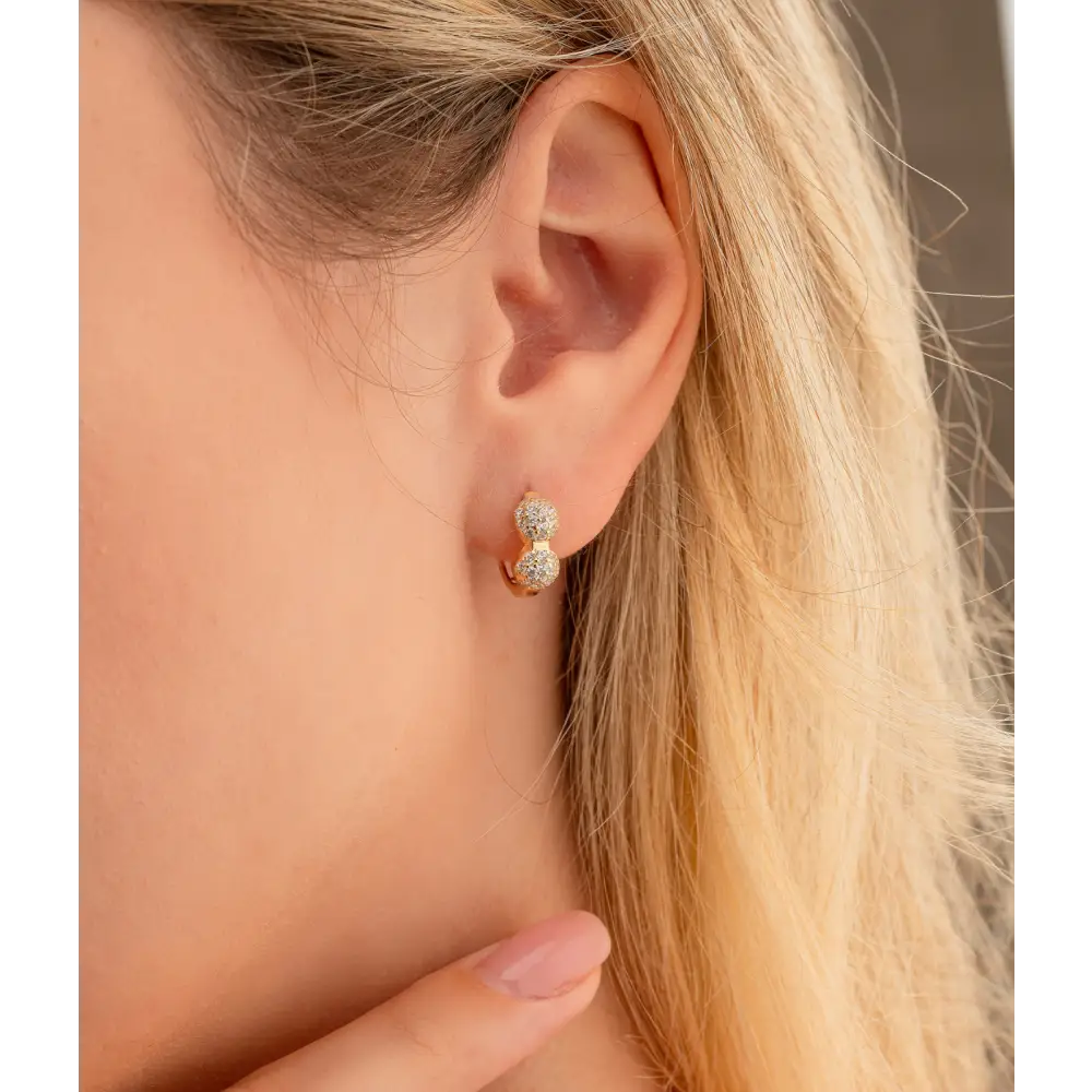 14K Solid Gold Dainty Gemstone Hoop Earring - Earrings