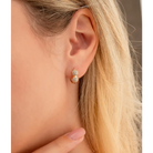 14K Solid Gold Dainty Gemstone Hoop Earring - Earrings