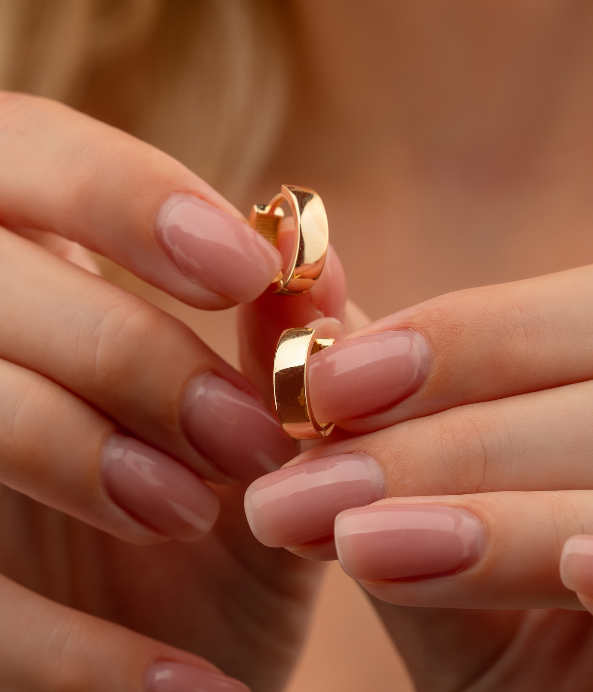 14K Solid Gold Dainty Hoop Huggies Earrings - Earrings