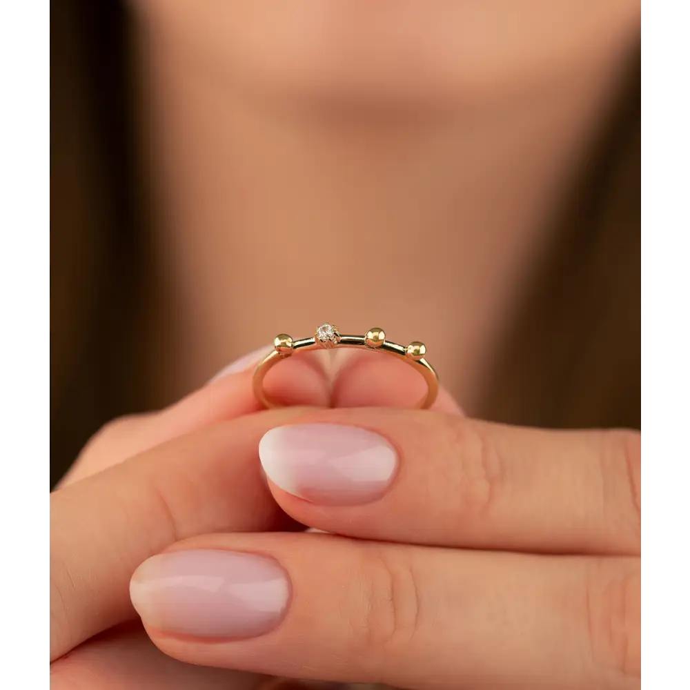 14K Solid Gold Dainty Stackable Ring - Women