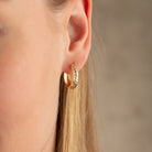 14K Solid Gold Diamond-Cut Dome Huggie Hoop Earrings | Wide Hoops for Women - Hoop Earrings