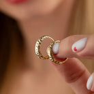 14K Solid Gold Diamond-Cut Dome Huggie Hoop Earrings | Wide Hoops for Women - Hoop Earrings