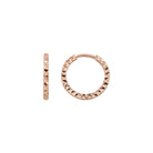 14K Solid Gold Diamond-Cut Huggie Hoop Earrings | 10.8mm & 13.5mm Hoops for Women - Single Small / 14K Rose Gold - Hoop