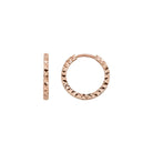 14K Solid Gold Diamond-Cut Huggie Hoop Earrings | 10.8mm & 13.5mm Hoops for Women - Single Small / 14K Rose Gold - Hoop