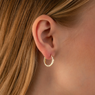 14K Solid Gold Diamond-Cut Huggie Hoop Earrings | 10.8mm & 13.5mm Hoops for Women - Hoop Earrings