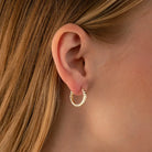 14K Solid Gold Diamond-Cut Huggie Hoop Earrings | 10.8mm & 13.5mm Hoops for Women - Hoop Earrings