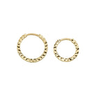 14K Solid Gold Diamond-Cut Huggie Hoop Earrings | 10.8mm & 13.5mm Hoops for Women - Hoop Earrings