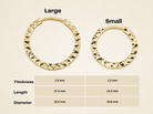 14K Solid Gold Diamond-Cut Huggie Hoop Earrings | 10.8mm & 13.5mm Hoops for Women - Hoop Earrings