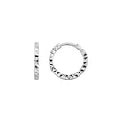 14K Solid Gold Diamond-Cut Huggie Hoop Earrings | 10.8mm & 13.5mm Hoops for Women - Single Small / 14K White Gold