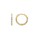14K Solid Gold Diamond-Cut Huggie Hoop Earrings | 10.8mm & 13.5mm Hoops for Women - Single Small / 14K Yellow Gold