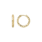 14K Solid Gold Diamond-Cut Huggie Hoop Earrings | 10mm & 12mm Statement Hoops for Women - Single Small / 14K Yellow