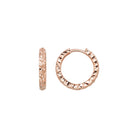 14K Solid Gold Diamond-Cut Huggie Hoop Earrings | 10mm & 12mm Statement Hoops for Women - Single Small / 14K Rose Gold