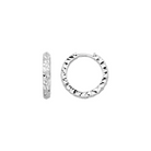 14K Solid Gold Diamond-Cut Huggie Hoop Earrings | 10mm & 12mm Statement Hoops for Women - Single Small / 14K White Gold