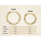 14K Solid Gold Diamond-Cut Huggie Hoop Earrings | 10mm & 12mm Statement Hoops for Women - Hoop Earrings