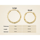 14K Solid Gold Diamond-Cut Huggie Hoop Earrings | 11.5mm & 14mm Everyday Hoops for Women - Hoop Earrings