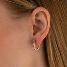 14K Solid Gold Diamond-Cut Huggie Hoop Earrings | 11.5mm & 14mm Everyday Hoops for Women - Hoop Earrings