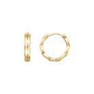 14K Solid Gold Diamond-Cut Huggie Hoop Earrings | 15mm Fancy Everyday Hoops for Women - Hoop Earrings