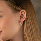 14K Solid Gold Diamond-Cut Huggie Hoop Earrings | 15mm Fancy Everyday Hoops for Women - Hoop Earrings