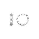 14K Solid Gold Diamond-Cut Huggie Hoop Earrings | 15mm Fancy Everyday Hoops for Women - 14K White Gold / Single (1