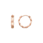 14K Solid Gold Diamond-Cut Huggie Hoop Earrings | 15mm Fancy Everyday Hoops for Women - 14K Rose Gold / Single (1