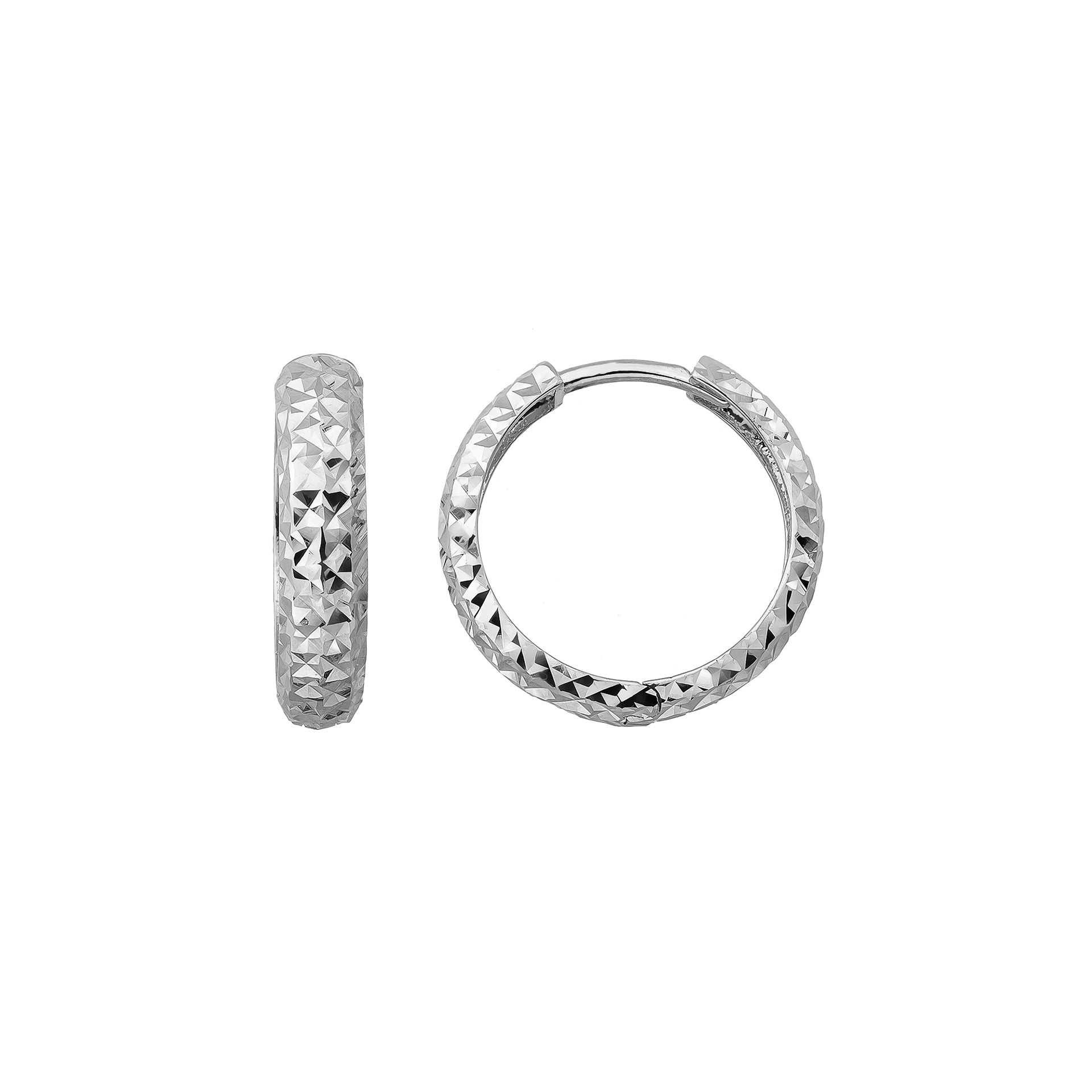 14K Solid Gold Diamond-Cut Huggie Hoop Earrings | 16mm Everyday Hoops for Women 4.5mm Wide - Single (1 Earring) / 14K