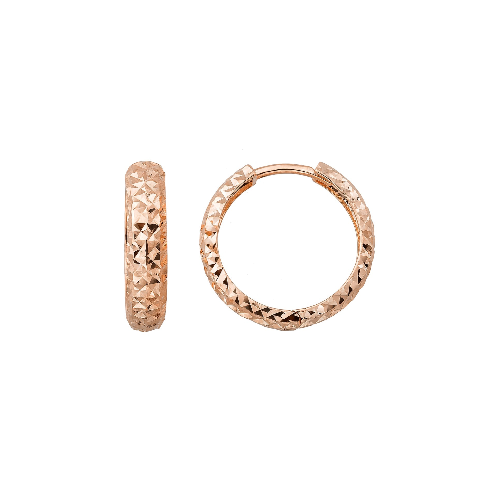 14K Solid Gold Diamond-Cut Huggie Hoop Earrings | 16mm Everyday Hoops for Women 4.5mm Wide - Single (1 Earring) / 14K
