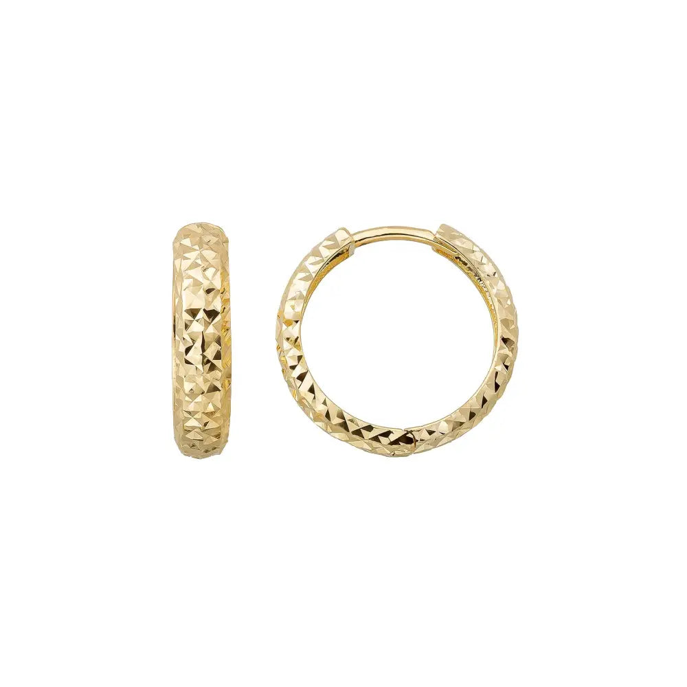 14K Solid Gold Diamond-Cut Huggie Hoop Earrings | 16mm Everyday Hoops for Women 4.5mm Wide - Single (1 Earring) / 14K